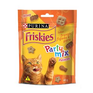 Petisco Friskies Party Mix Gatos Frango, Fígado e Peru - 40g