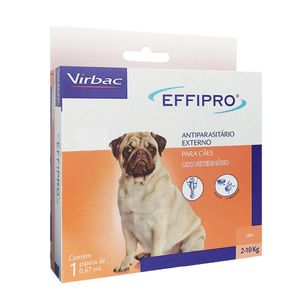 Antipulgas e Carrapatos Effipro Cães até 10 kg Virbac - 0,67 ml