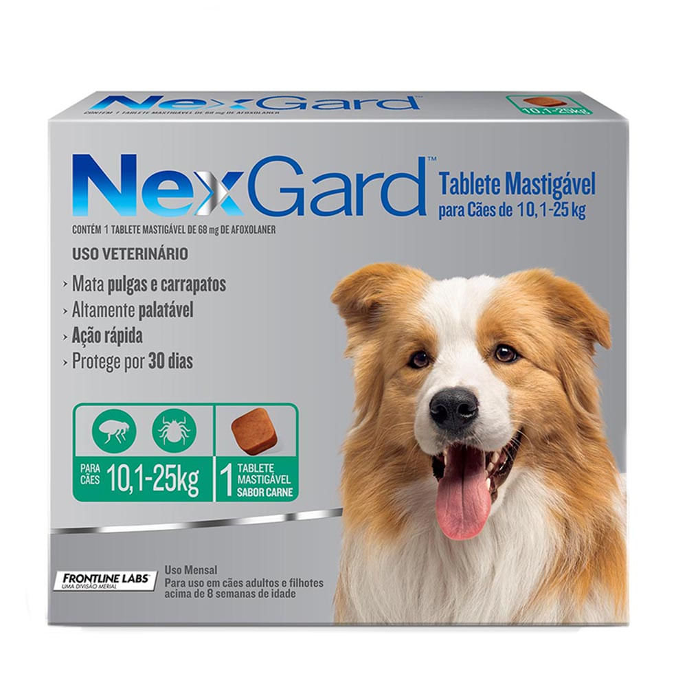 NexGard Antipulgas e Carrapatos para Cães de 10,1 a 25kg