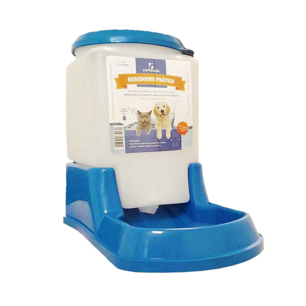 Bebedouro Prático Automático Cães e Gatos Azul Alvorada