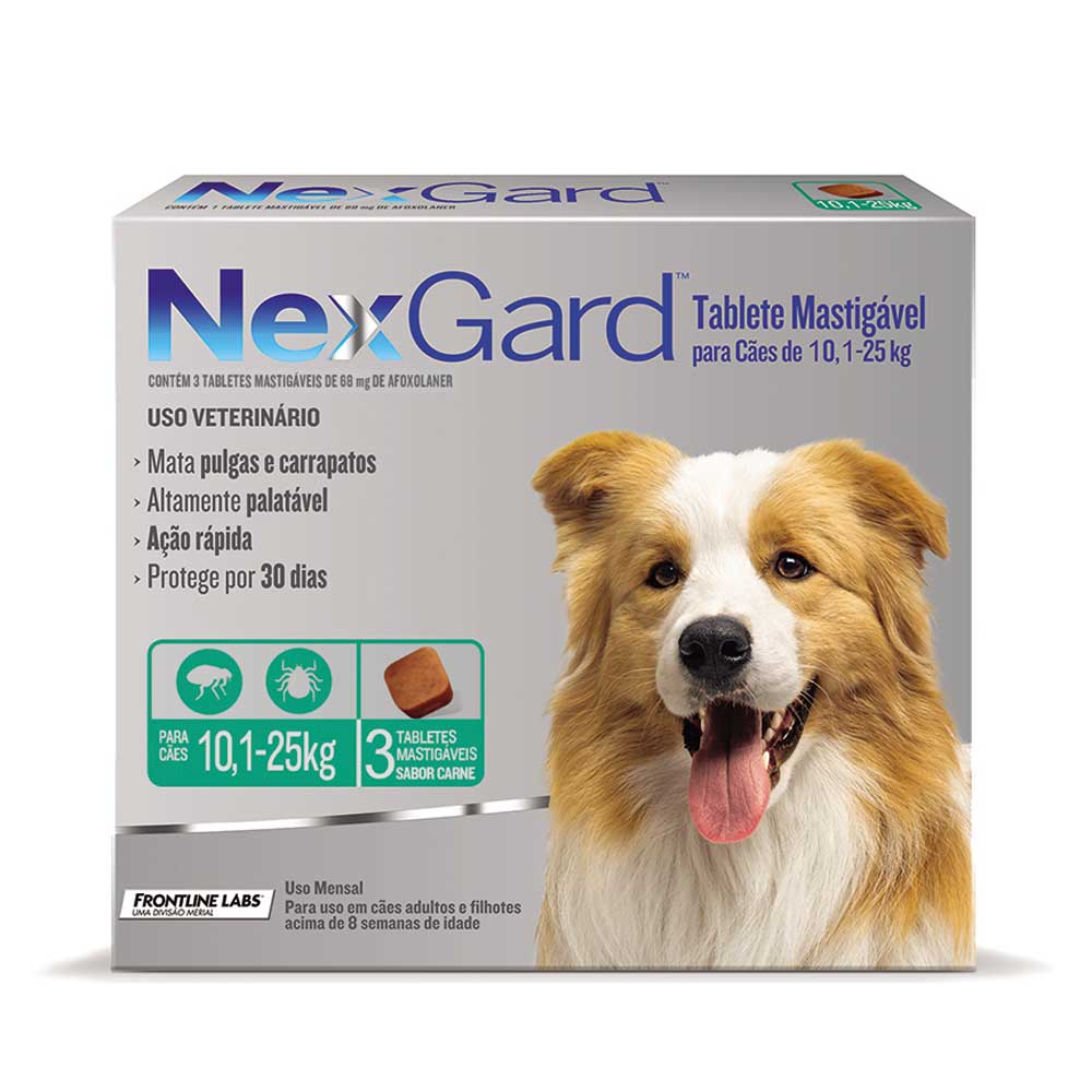 NexGard Antipulgas e Carrapatos para Cães de 10,1 a 25kg