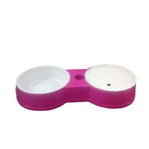Comedouro-e-Bebedouro-Rosa-com-Suporte-para-Garrafa-B2U
