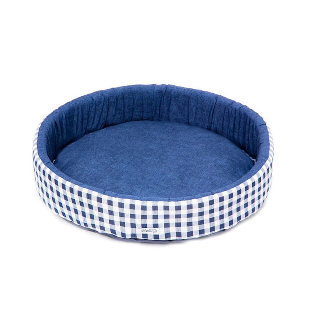 Cama Redonda Fábrica Pet Azul para Cães e Gatos