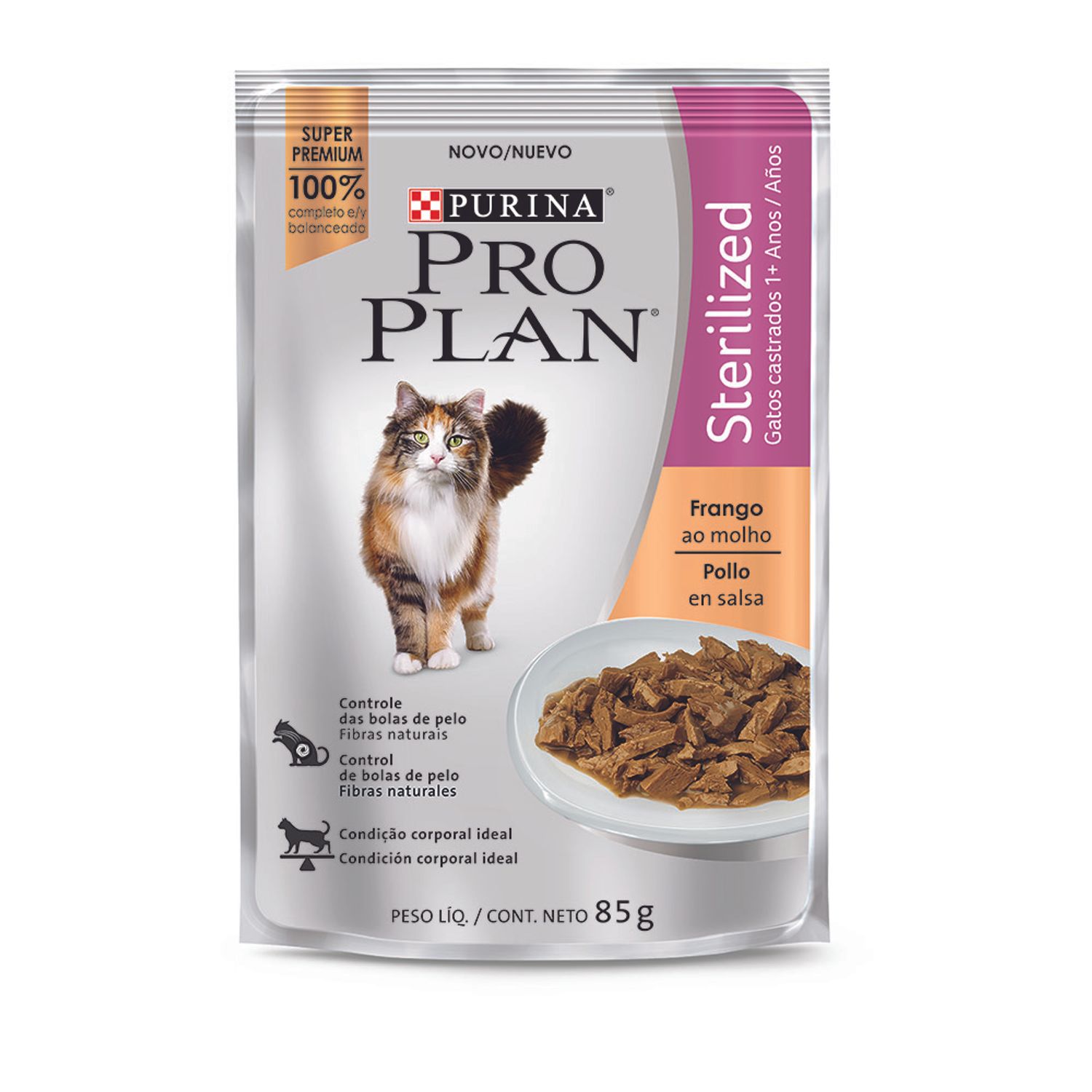 Racao-Umida-Pro-Plan-Gatos-Sterilized-Frango-ao-Molho