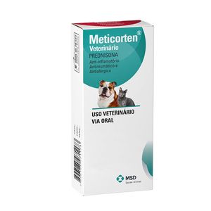 Meticorten 5 mg MSD Anti-inflamatório para Cães e Gatos - 10 comprimidos