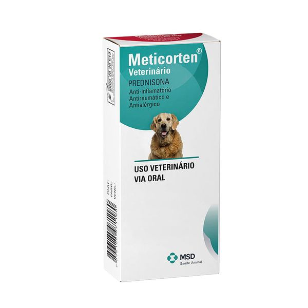 Meticorten 20 mg MSD Anti-inflamatório para Cães 10 comprimidos