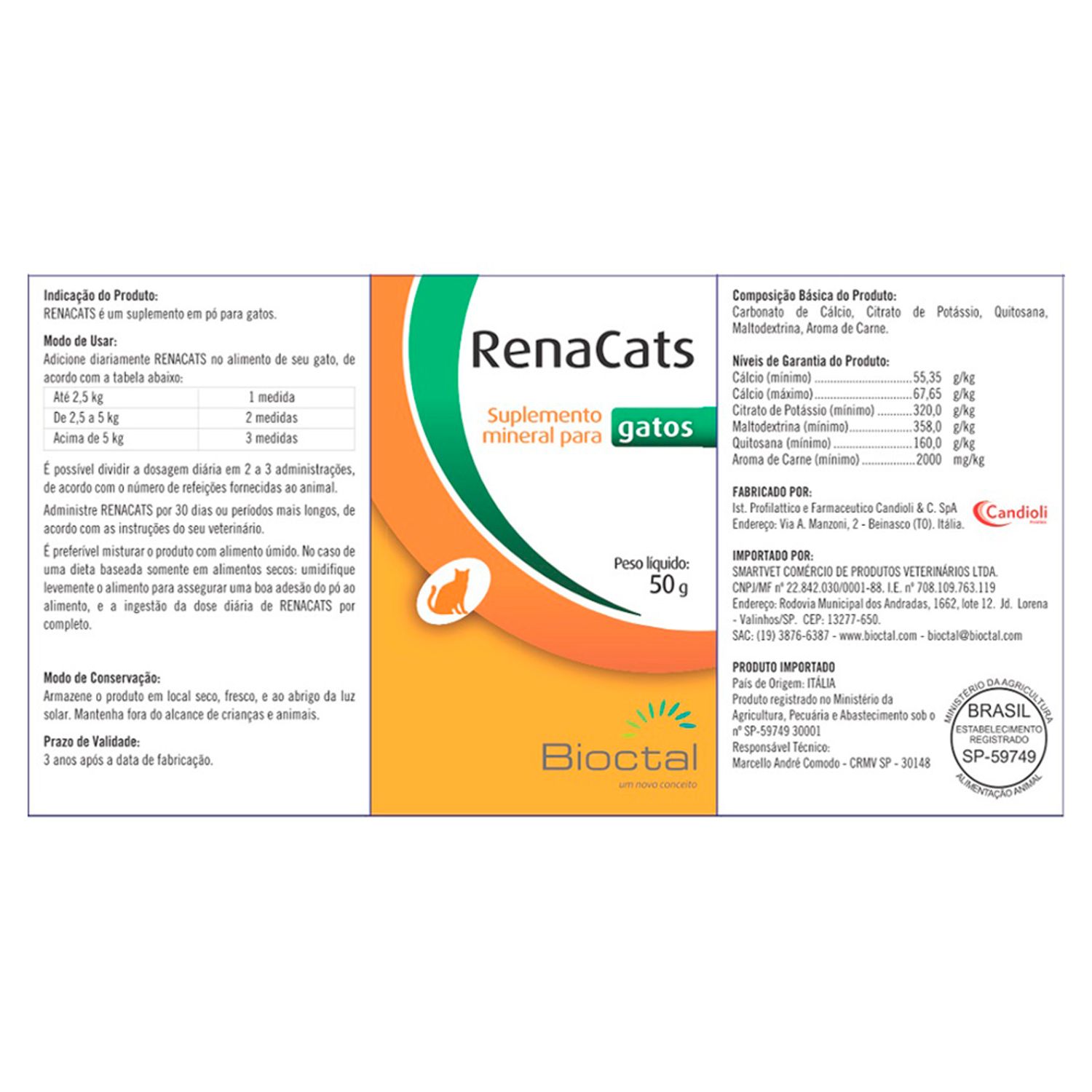 Suplemento Mineral RenaCats Bioctal Embalagem