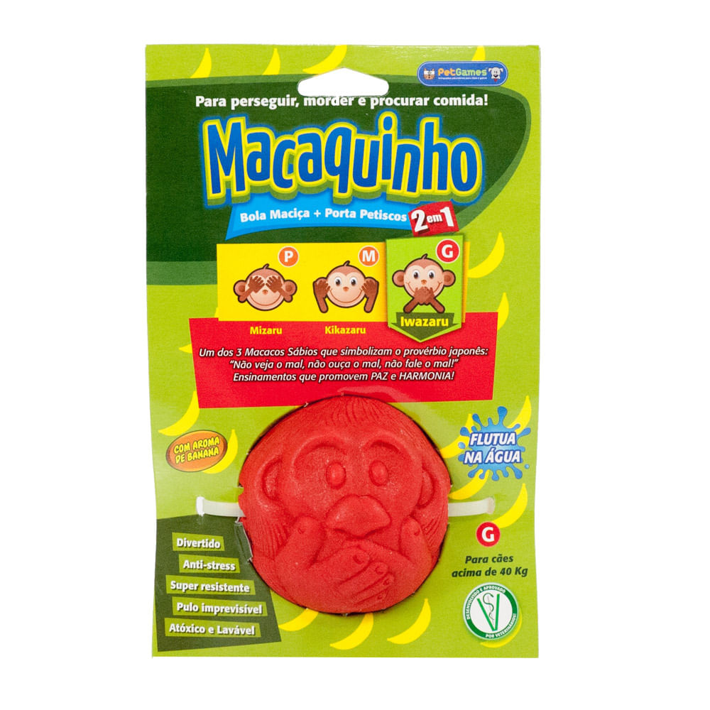 Bolinha Recheável Macaquinho Vermelha Pet Games