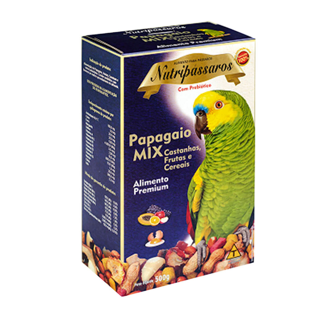 Ração Mix para Papagaio Nutripássaros Castanhas Frutas e Cereais Premium