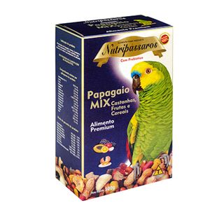 Ração Mix para Papagaio Nutripássaros Castanhas Frutas e Cereais Premium - 500 g