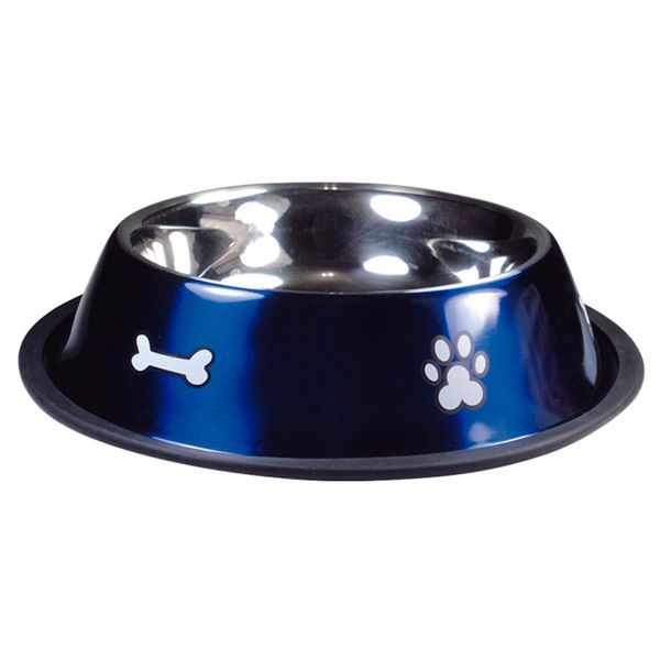 Comedouro Inox Rubber Print Azul Jambo M