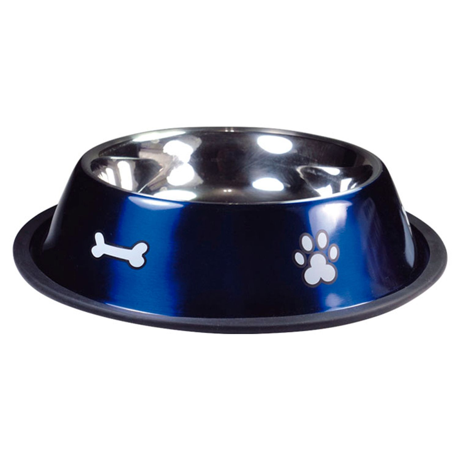 Comedouro Inox Rubber Print Azul Jambo