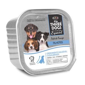 Alimento Úmido Three Dogs Cães Filhotes Patê Frango