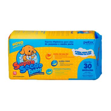 tapete higiênico super secão baby petix pacote deitado 30 unidades