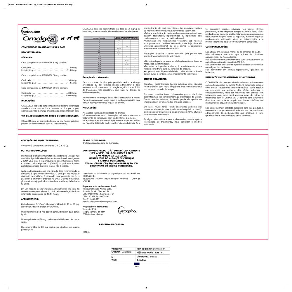 Cimalgex 8mg Anti-inflamatório para Cachorro Vetoquinol