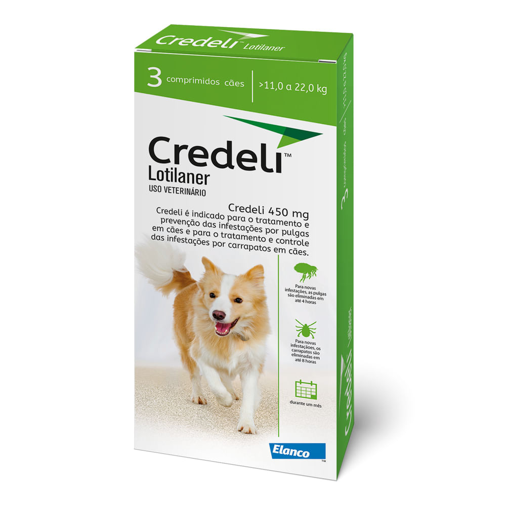 Antipulgas Credeli 450mg Cães 11 a 22kg