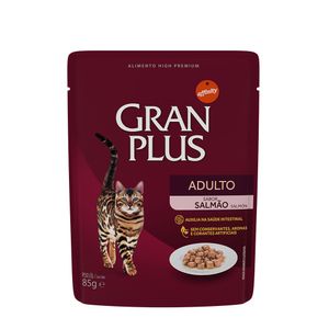 Ração Úmida Gran Plus Salmão Sachê Gatos Adultos 85g Menor preço em Ração Úmida Gran Plus Salmão Sachê Gatos Adultos 85g