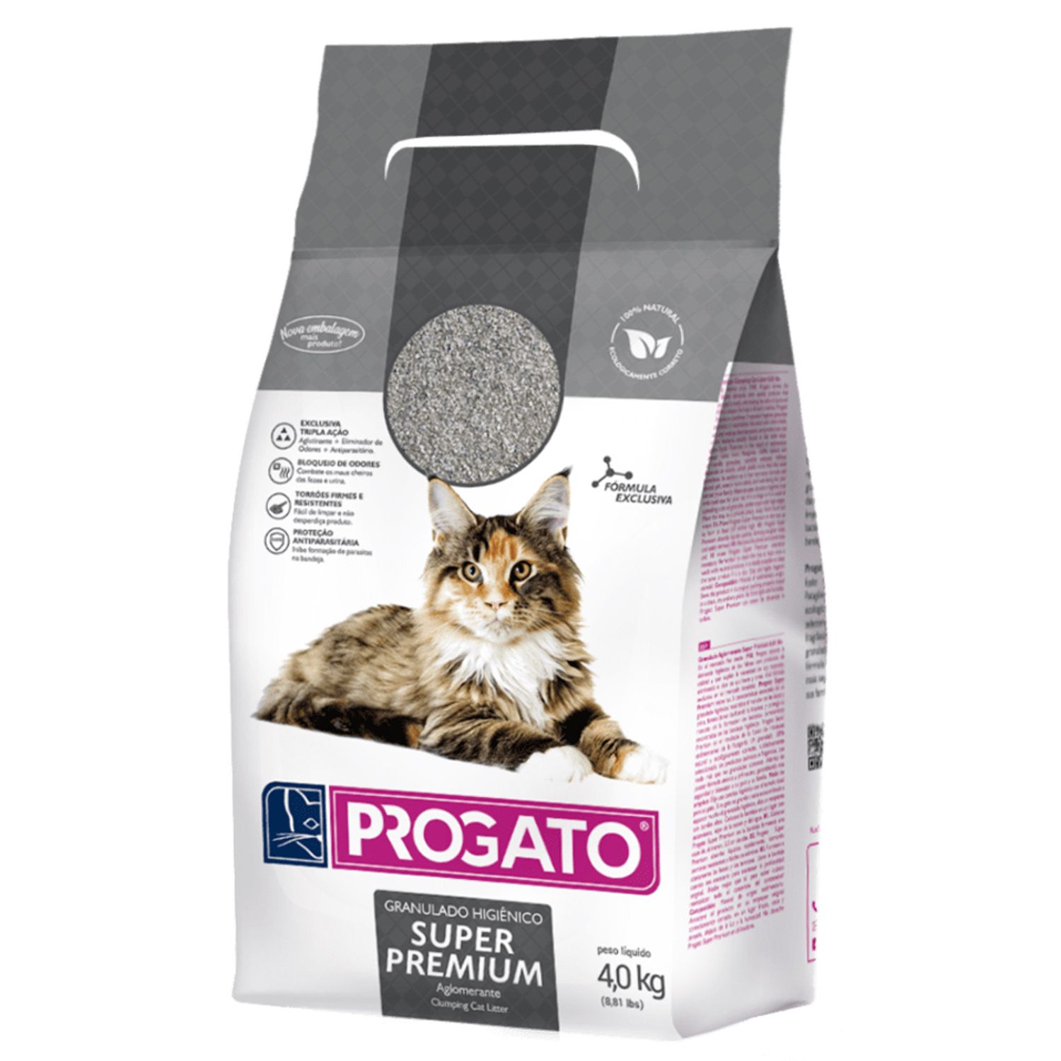 Granulado Higiênico Aglomerado ProGato Super Premium Lado