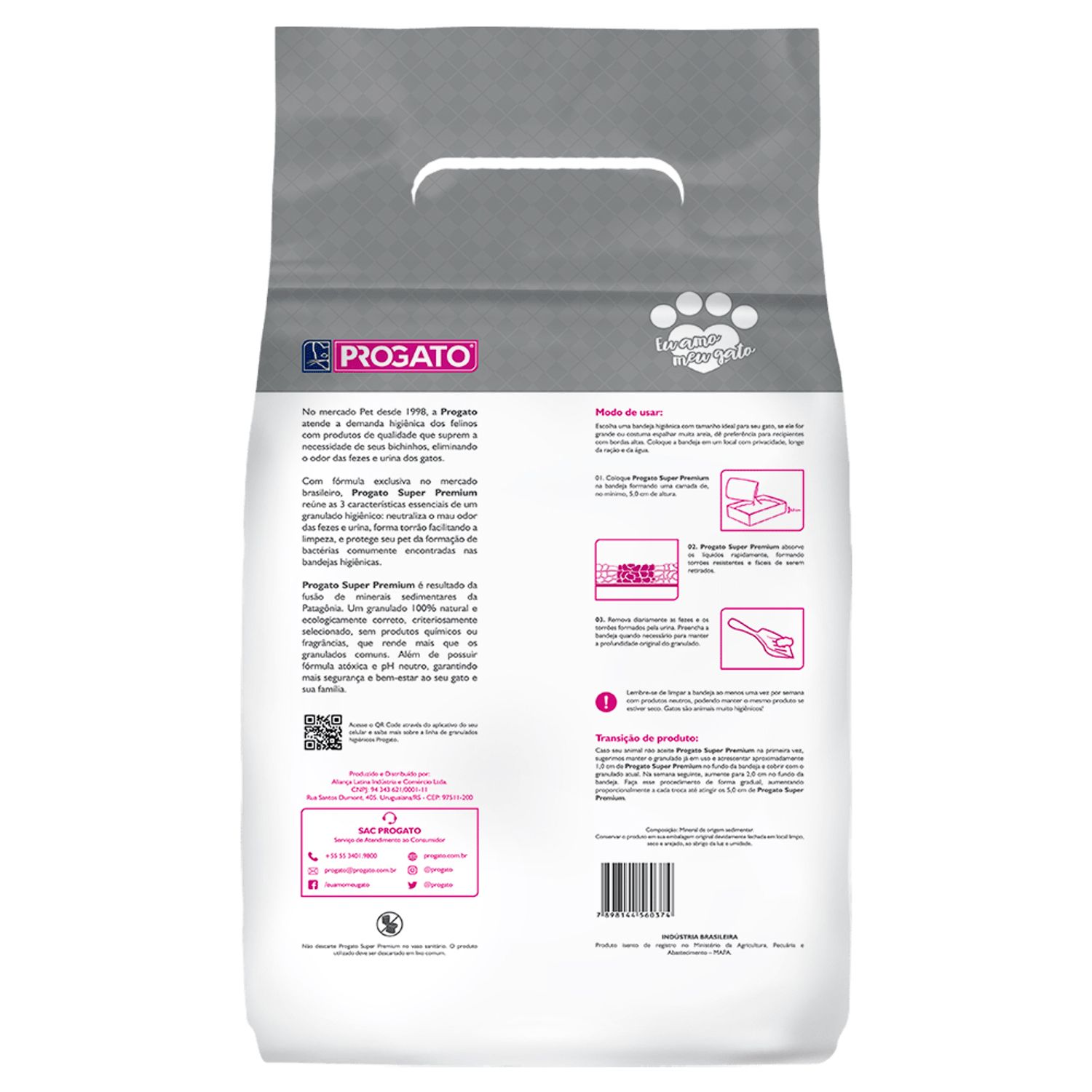 Granulado Higiênico Aglomerado ProGato Super Premium Verso