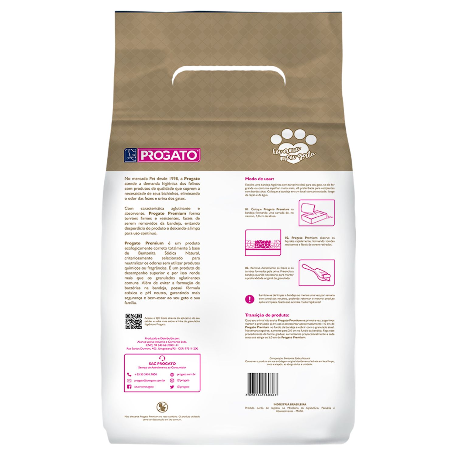 Granulado Higiênico Aglomerado ProGato Premium Verso