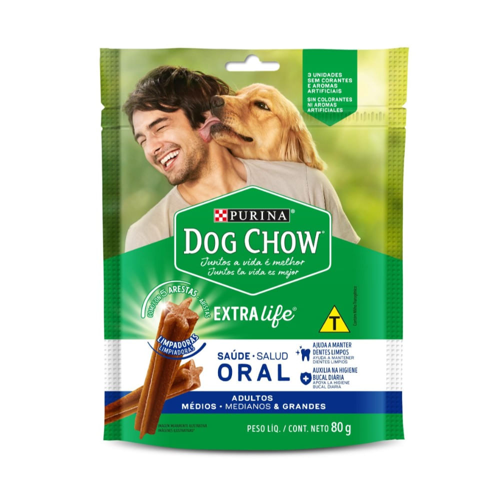 Petisco Dog Chow Extra Life Saúde Oral Cães Médios e Grandes