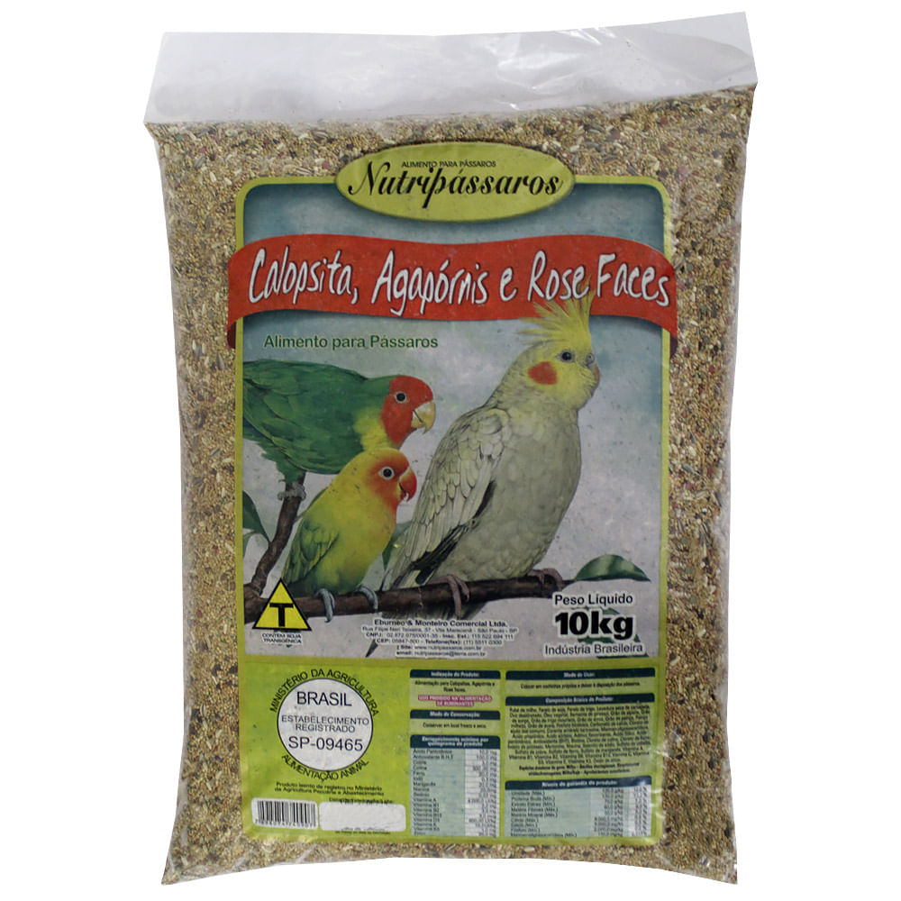 Mistura para Calopsita, Agapornis e Rose Faces Nutripássaros