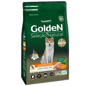 Ração Golden Seleção Natural Cães Adultos Frango, Abóbora e Alecrim