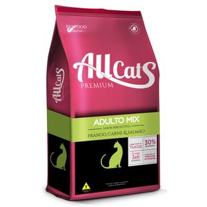 Ração Allcats Gatos Adultos Premium Mix Frango Carne e Salmão - 10,1kg