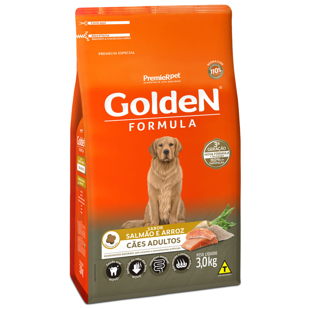 Ração Golden Fórmula Cães Adultos Salmão e Arroz