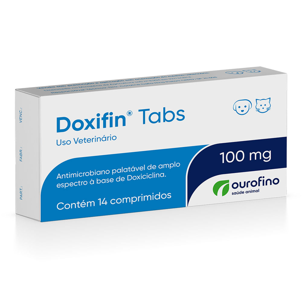 Doxifin Tabs 100mg Antimicrobiano para Cães e Gatos