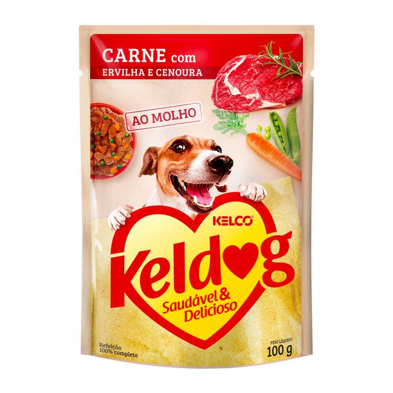 Ração Úmida Keldog Carne Com Ervilha e Cenoura 100g