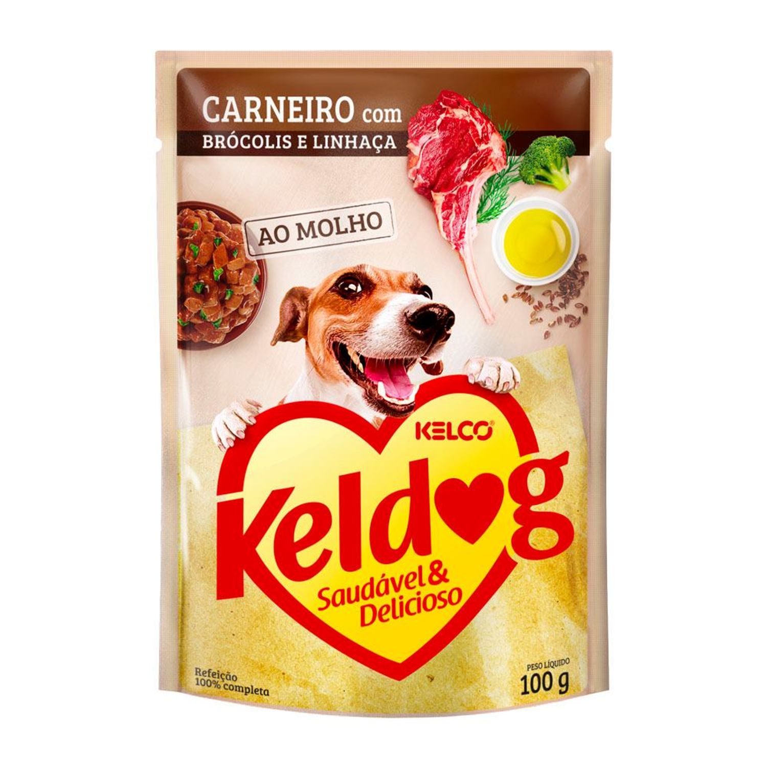 Ração Úmida Keldog Carneiro Brócolis e Linhaça 100g
