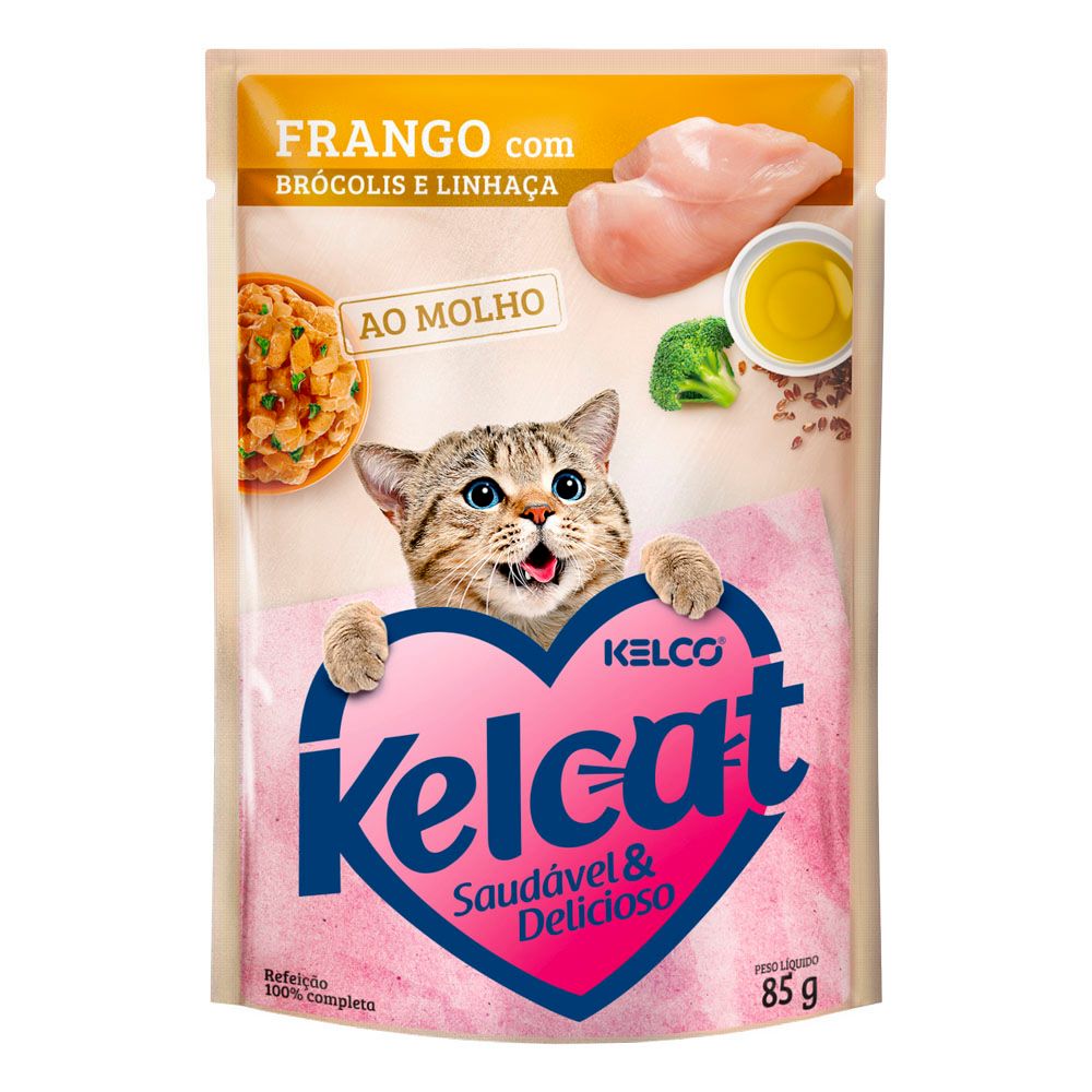 Ração Úmida Kelcat Frango com Brócolis e Linhaça