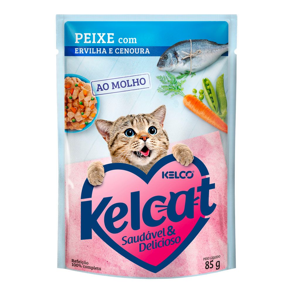 Ração Úmida Kelcat Peixe com Ervilha e Cenoura