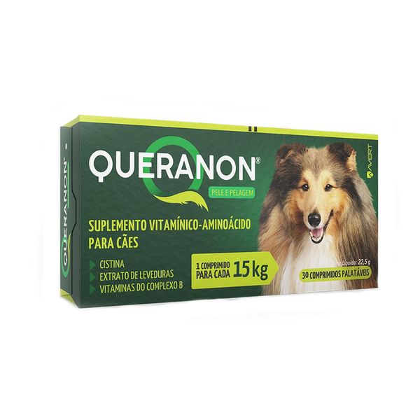 Queranon Pele e Pelagem Suplemento para Cães 30 comprimidos