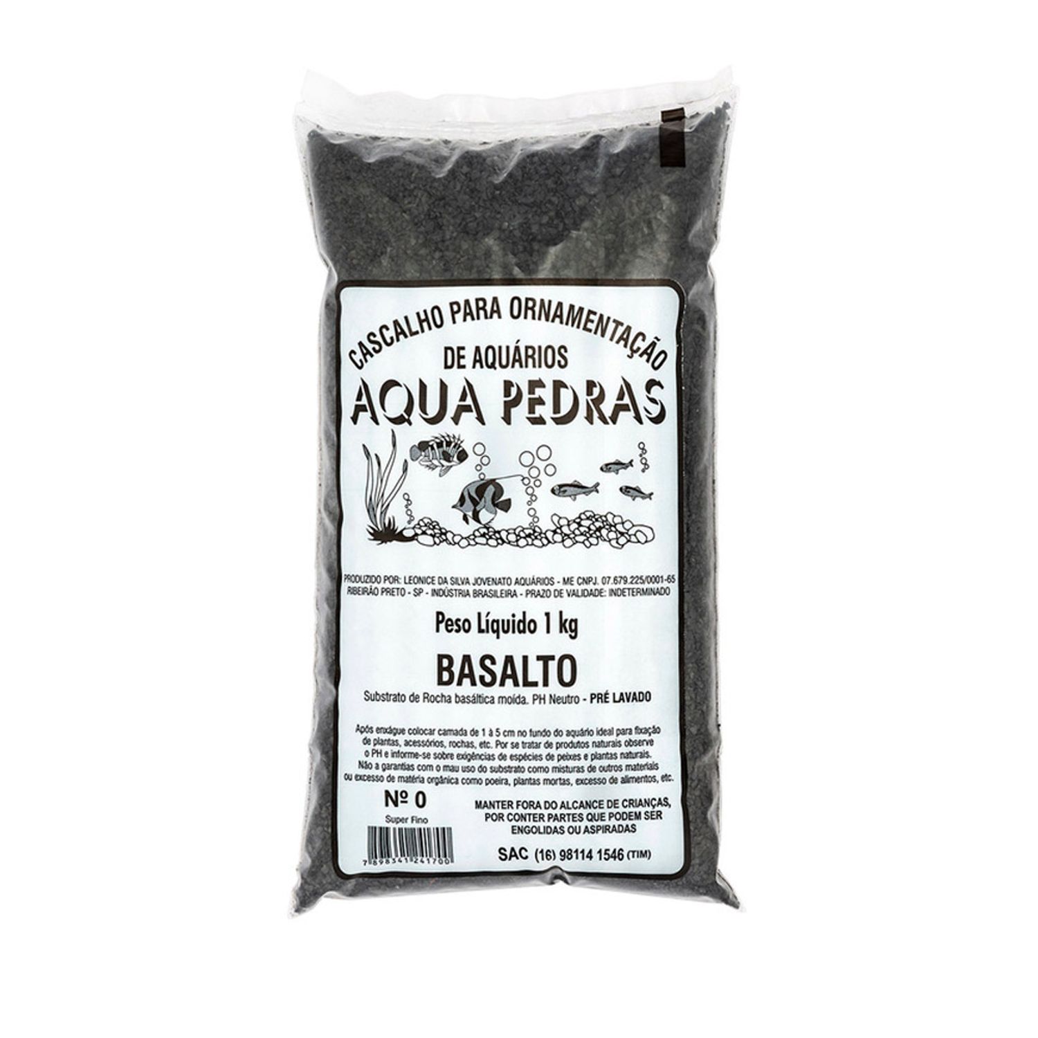 Substrato para Aquários Basalto Aqua Pedras Nº 0 embalagem