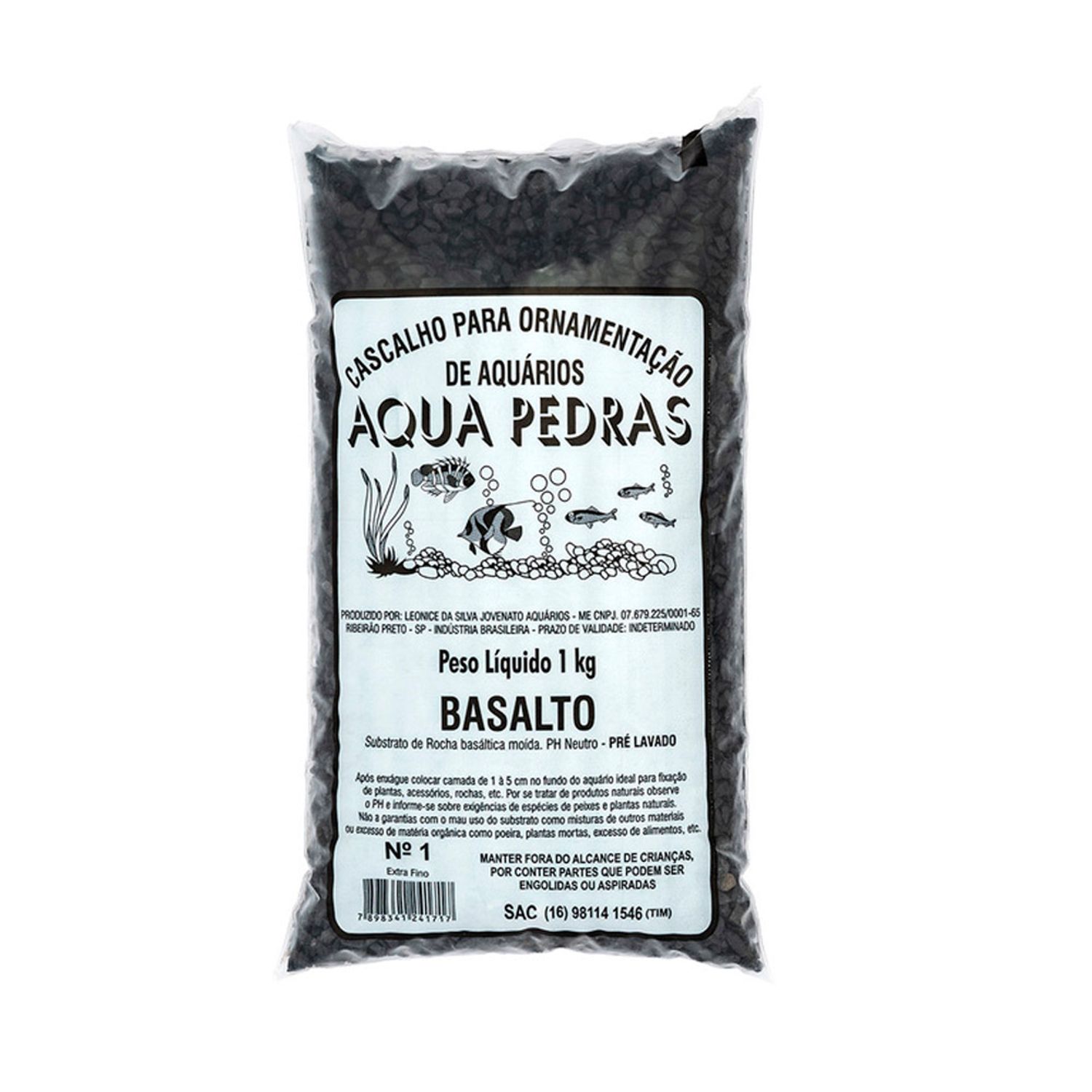 Substrato para Aquários Basalto Aqua Pedras Nº 1  embalagem