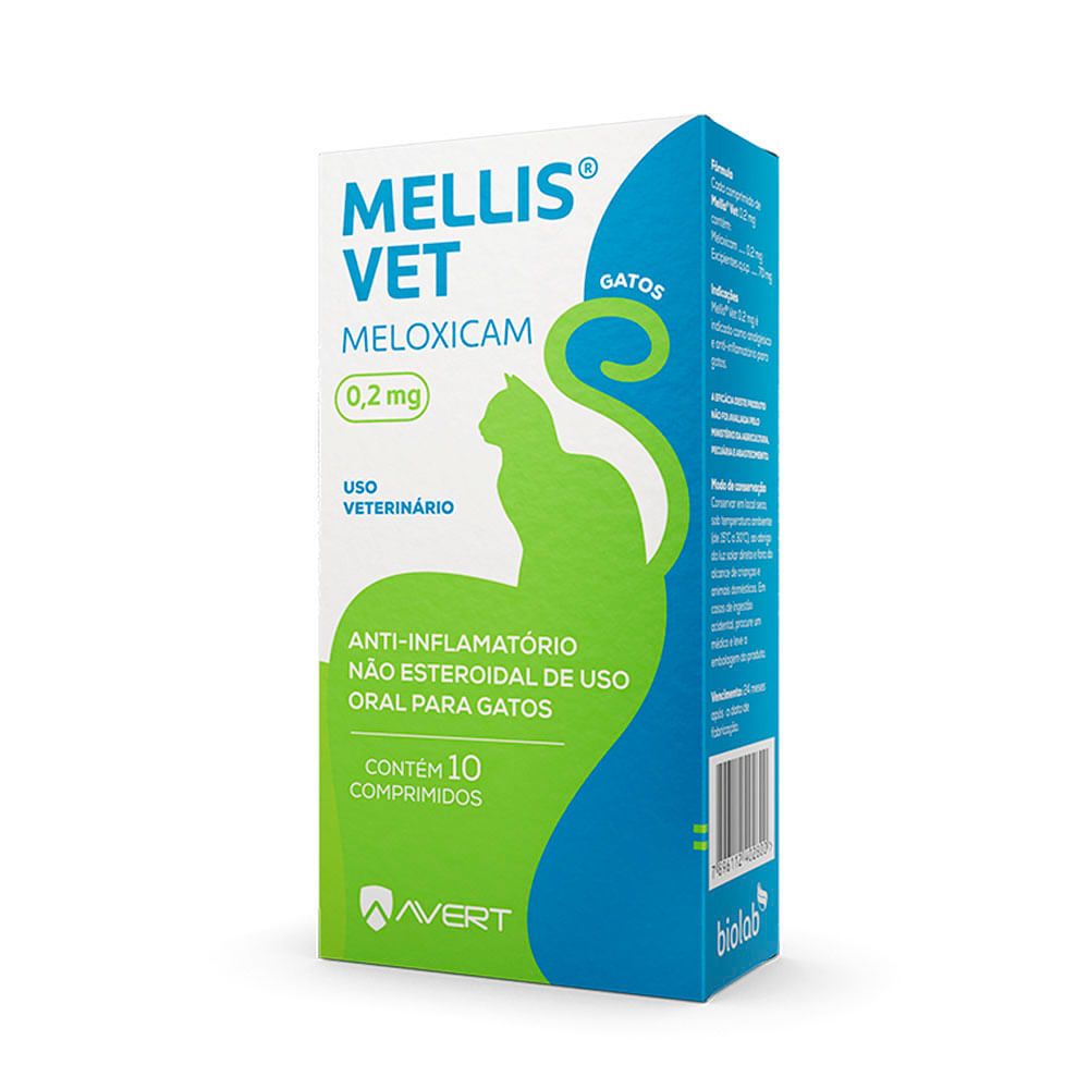 Anti-inflamatório Gatos Meloxicam Mellis Vet