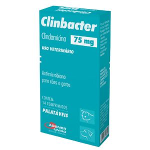 Clinbacter 75mg Antimicrobiano para Cães e Gatos - 14 comprimidos