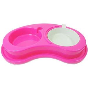 Comedouro Plástico Anti-Formiga Luxo Duplo Furacão Pet Rosa