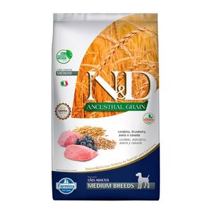 Ração N&D Ancestral Grain Cães Adultos Medium Cordeiro