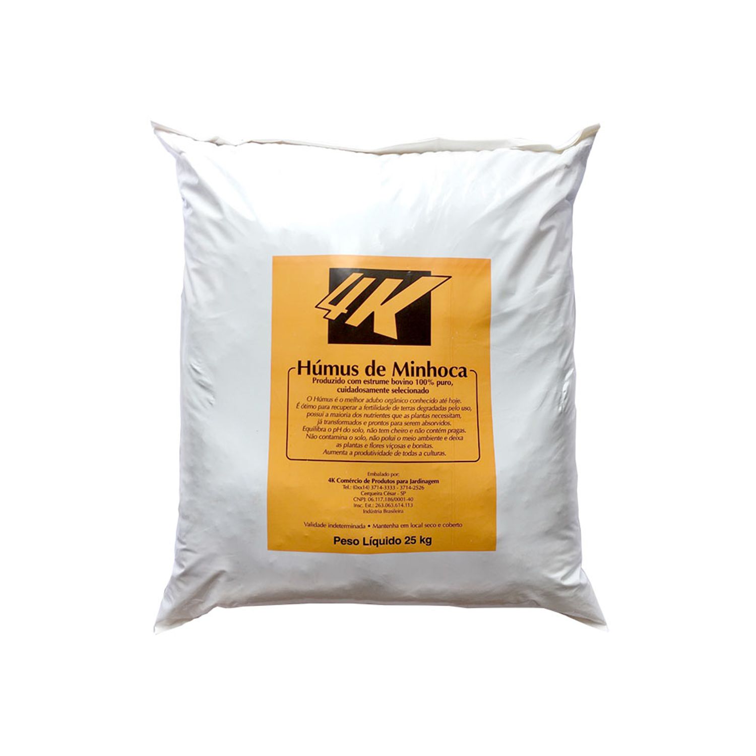 Adubo Orgânico Humus de Minhoca Quatro K 25 kg