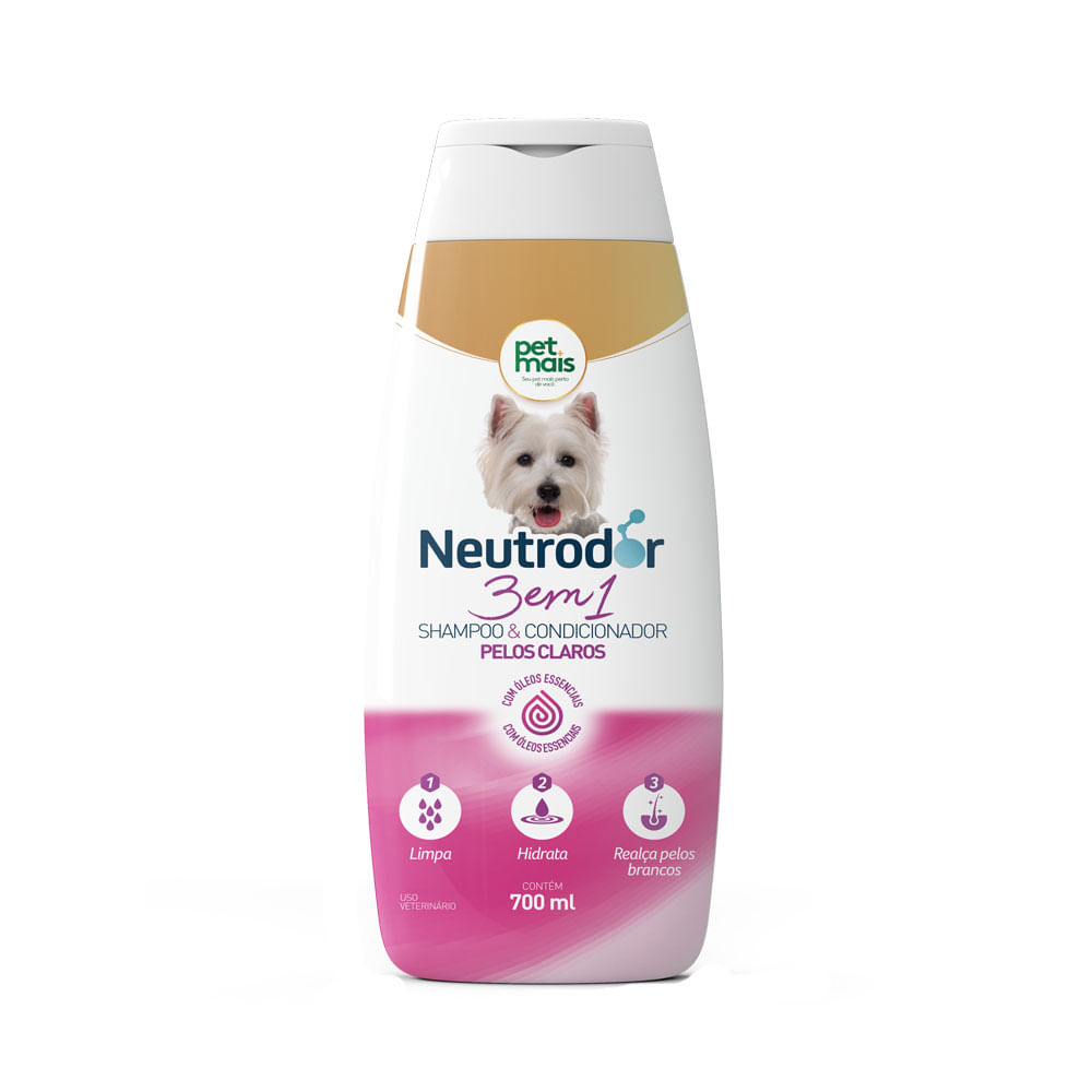 Shampoo e Condicionador 3 em 1 para Pelos Claros Neutrodor Petmais