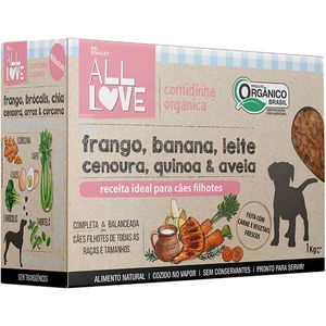 All Love - Comidinha Orgânica Cães Filhotes | Frango, Banana, Leite, Cenoura, Quinoa & Aveia - 1 kg