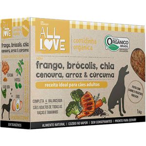 All Love - Comidinha Orgânica Cães Adultos | Frango, Abóbora, Coco, Brócolis, Grão de Bico & Aveia - 1 kg