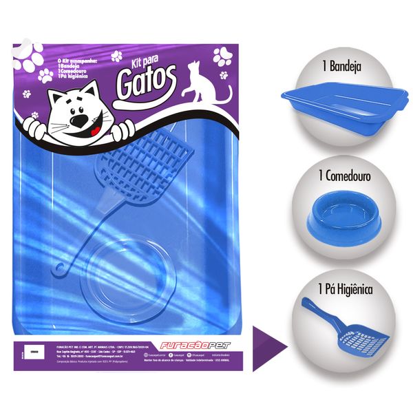 Kit Higiene para Gatos Joy Furacão Pet Azul Único