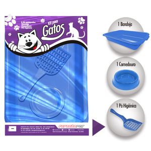 Kit Higiene para Gatos Joy Furacão Pet Azul - Único