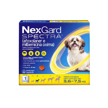NexGard Spectra Antipulgas e Vermífugo Cães 3,6 kg a 7,5 kg Frente