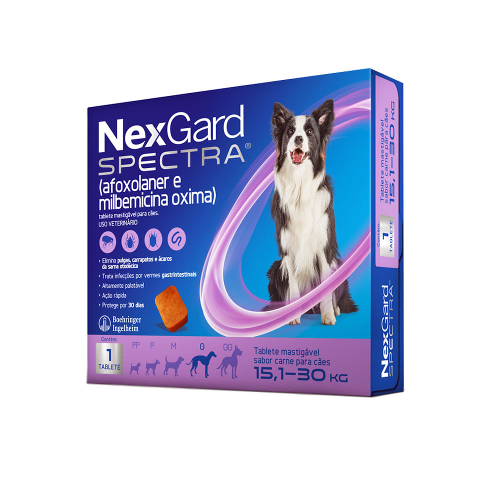 NexGard Spectra Antipulgas e Vermífugo Cães 15,1kg a 30kg