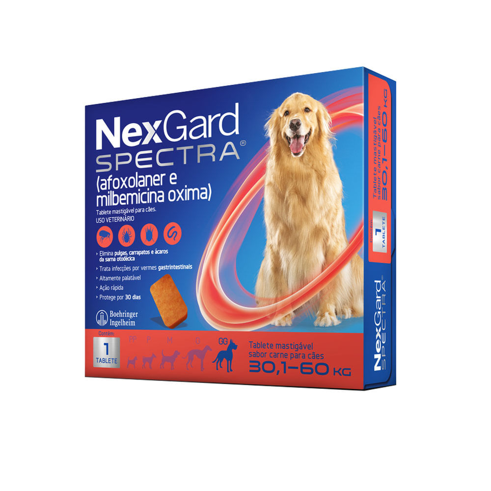 NexGard Spectra Antipulgas e Vermífugo Cães 30,1kg a 60kg